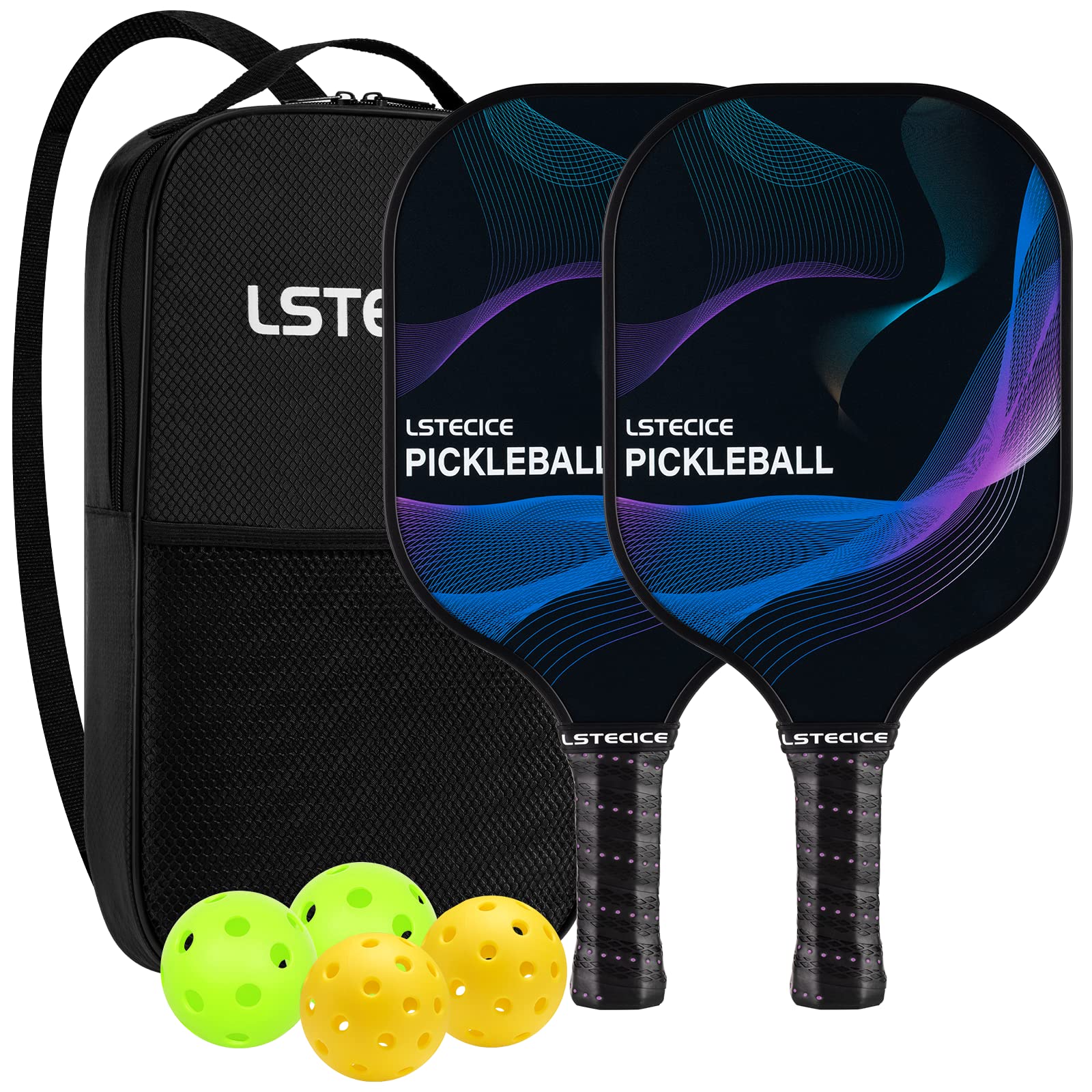 Pickleball Paddles Set of 2, LSTECICE Pickleball Paddles, Carbon Fiber Surface, Anti-Slip Sweat-Absorbing Grip Pickleball Set with 2 Pickleball Rackets, 4 Pickleball Balls and 1 Pickleball Bag (B0B1D98P6C) Amazon Price History, Amazon Price Tracker