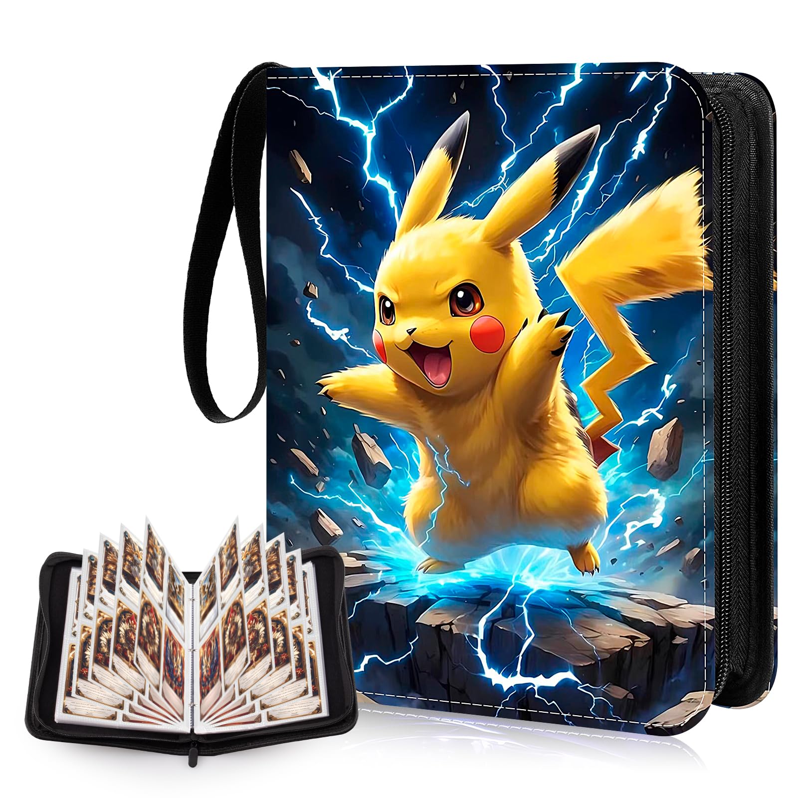 Pack of 50 Leather Zip Albums for Collecting Cards, Waterproof Album for Cards, Card Holder, Card Holder, Holds 400 Cards