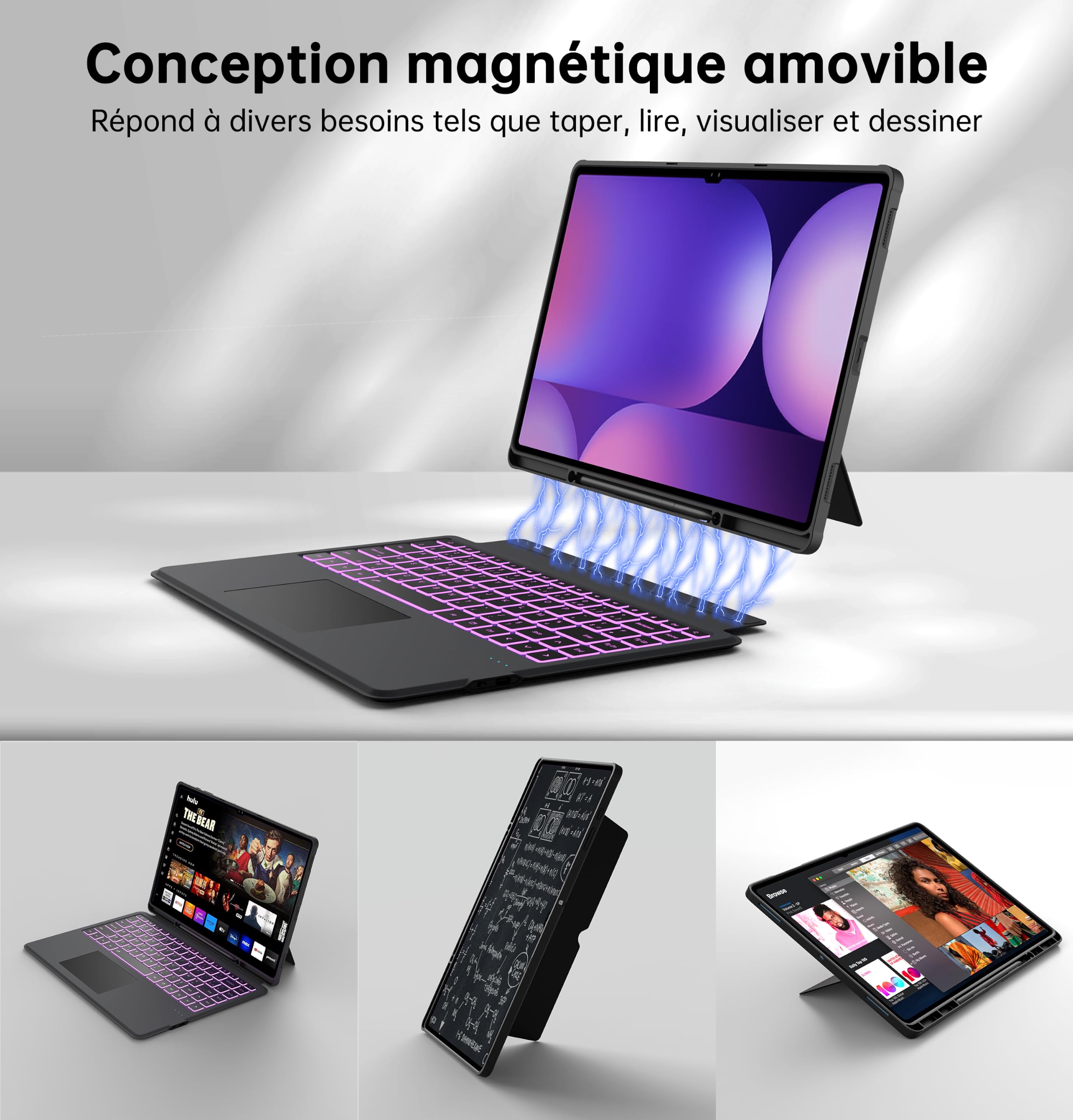 Étui Clavier pour Samsung Galaxy Tab S10 Ultra/S9 Ultra/S8 Ultra 14.6 pouce