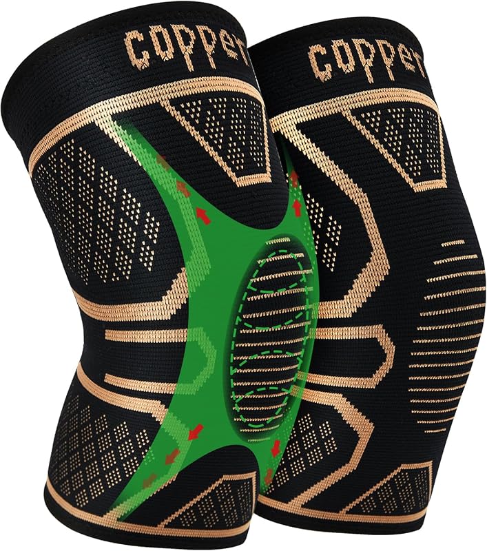Copper Knee Braces for Knee Pain 2 pack, Knee Compression Sleeve Support for Men and Women, Medical Grade Knee Brace for Working Out Running Arthritis Sports Meniscus Tear Joint Pain Relief M