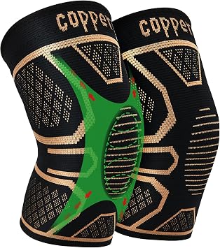 Copper Knee Braces for Knee Pain 2 pack, Knee Compression Sleeve Support for Men and Women, Medical Grade Knee Brace for Working Out Running Arthritis Sports Meniscus Tear Joint Pain Relief M