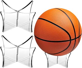 Blulu 3-Pack Acrylic Basketball Display Stand - Football Soccer Volleyball Bowling Ball Holders, Clear Sports Ball Stands