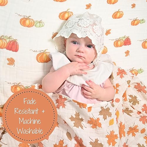 Miniatura 40 de LollyBanks Manta de muselina para envolver a niños y niñas, 100% algodón, suave para recién nacidos (estampado de copos de nieve) de 47 x 47