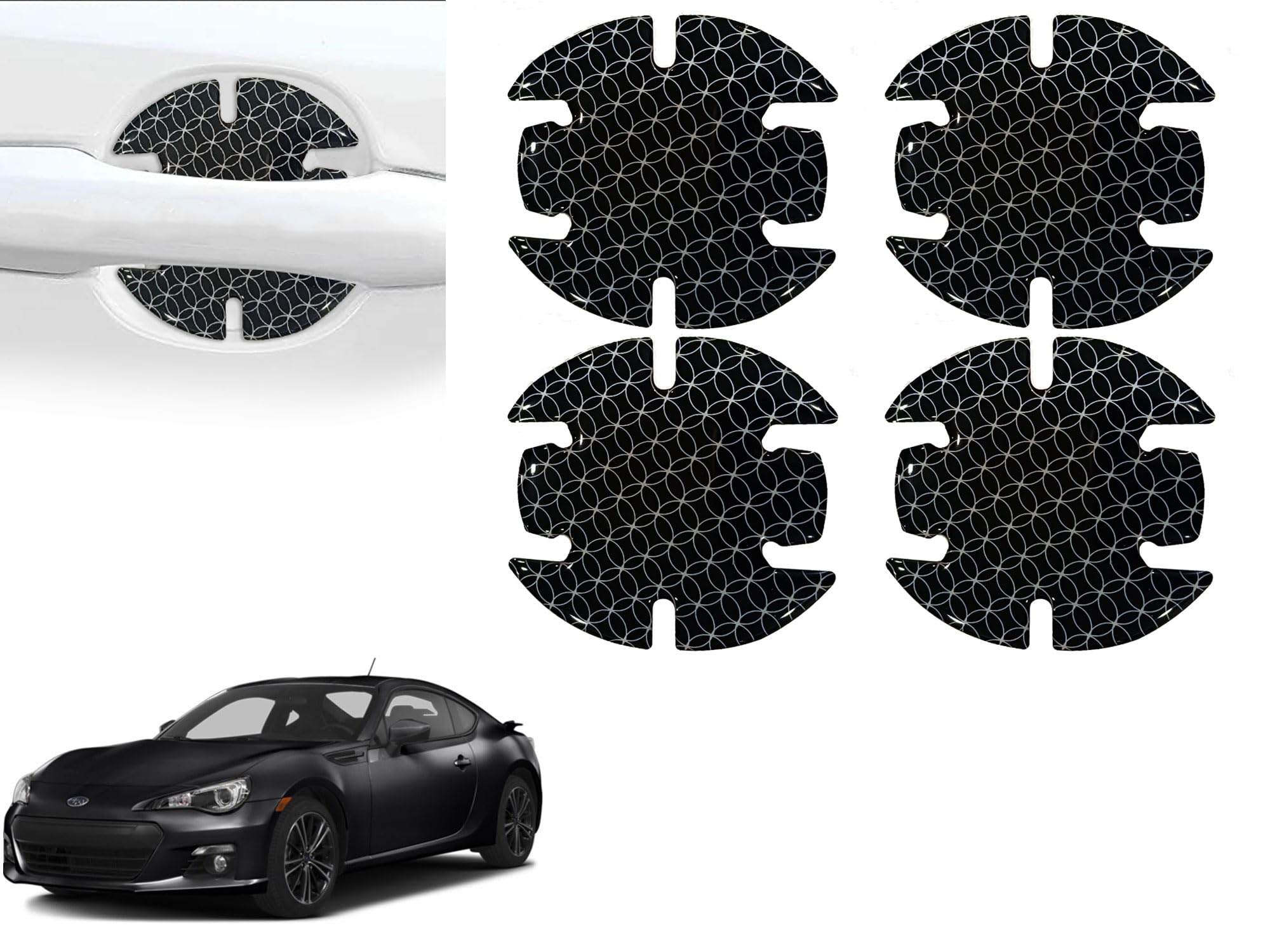Auto Pearl Car Door Glossy Handle Guard Scratch Protection Sticker PU Finger Guard Paint Protection Compatible with BRZ (Pack of 4) Black