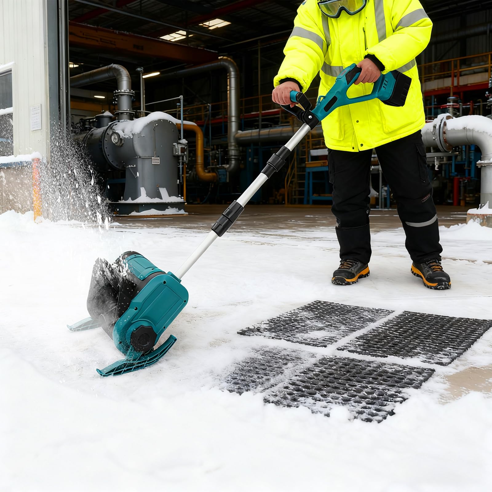 Schneeschaufel, 500W Akku Schneefräse, Batteriebetriebene Schneefräse für Wohngebieten, Fabriken