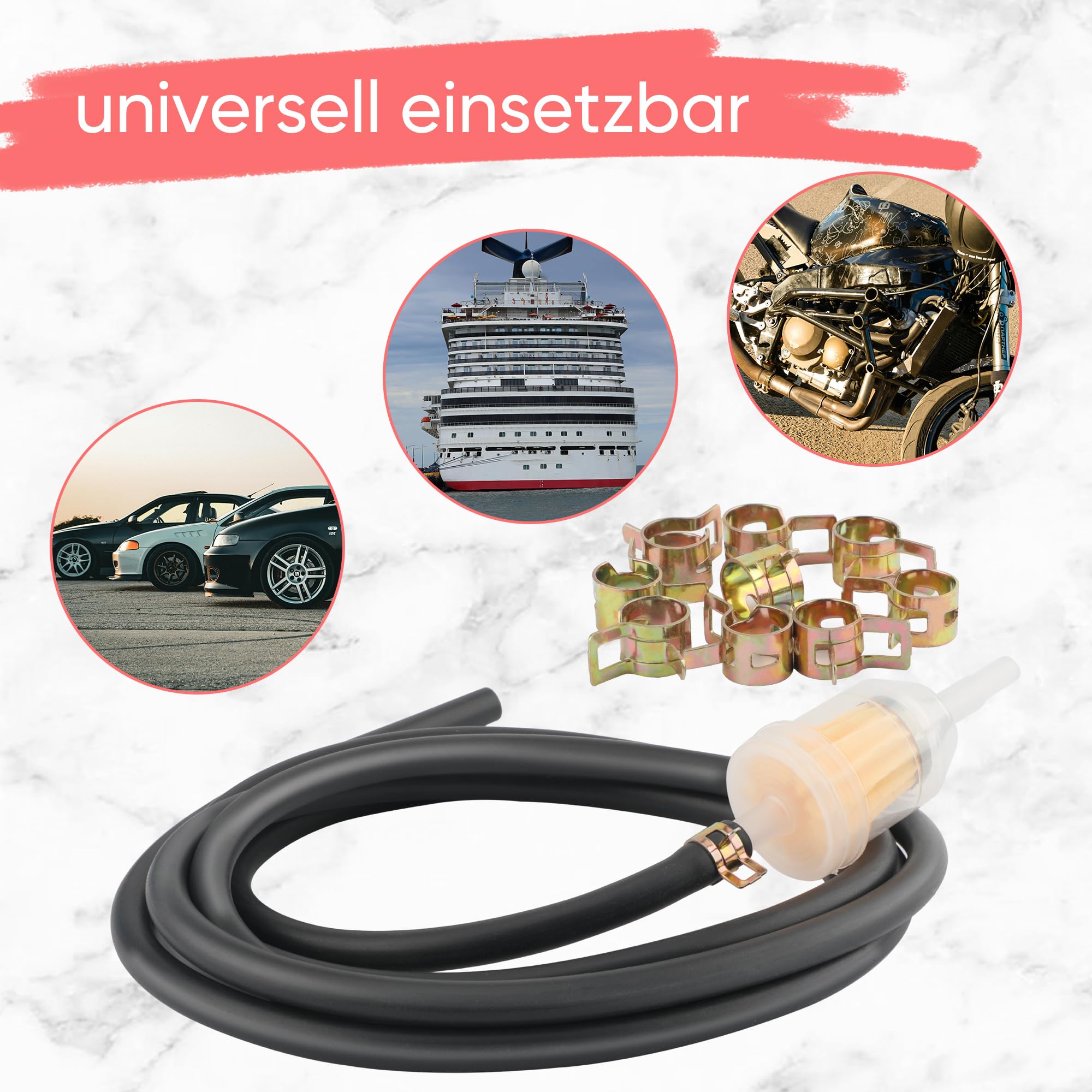 Kit Tuyau D'Essence Chauffage Diesel 4m Avec Filtre Et Clips - Installation Facile