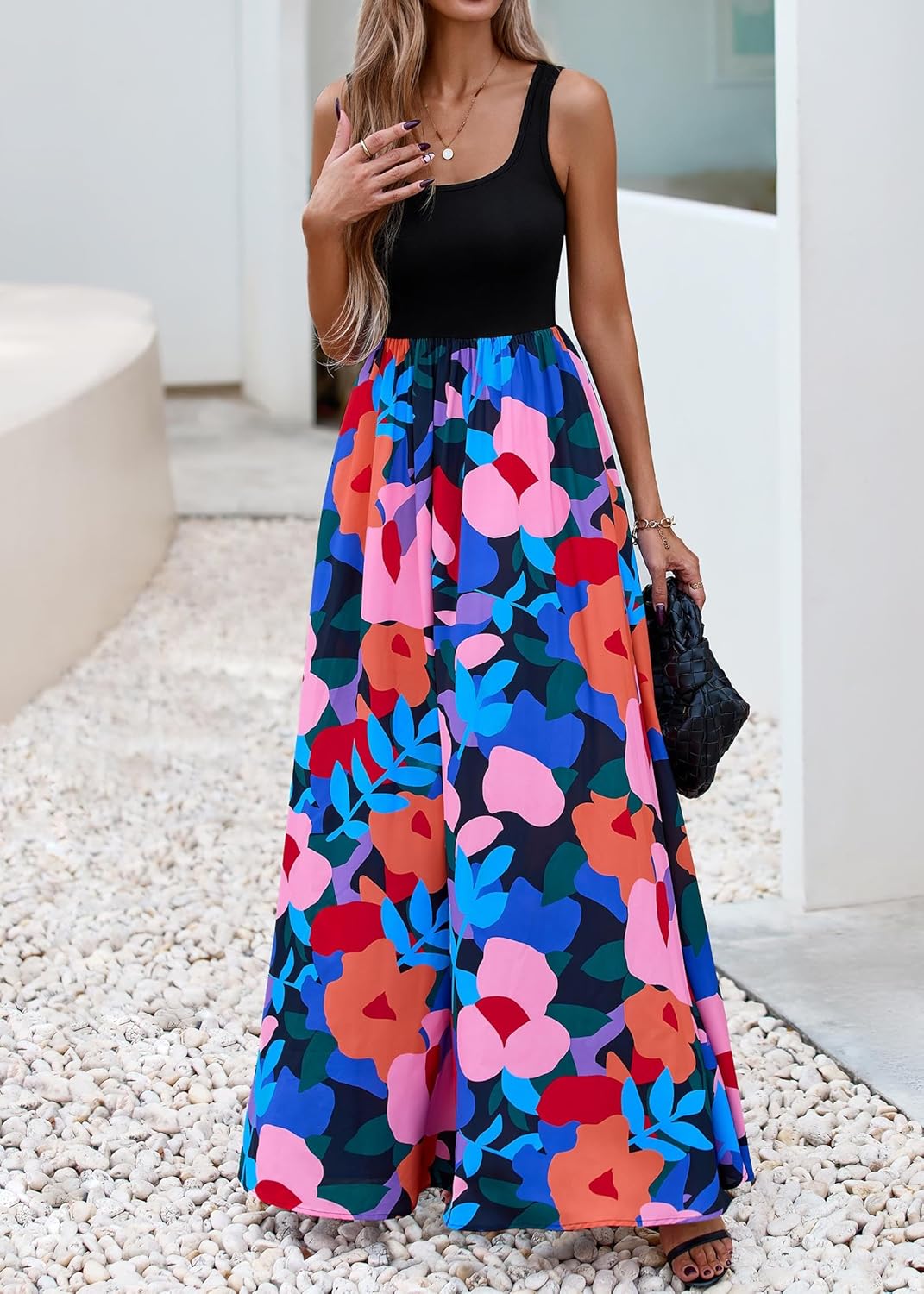 KIRUNDO Women Summer Sleeveless Boho Floral Maxi Dress 2026 Scoop Neck Tank A Line Flowy Beach Vacation Resort Wear Sundress - Image 7