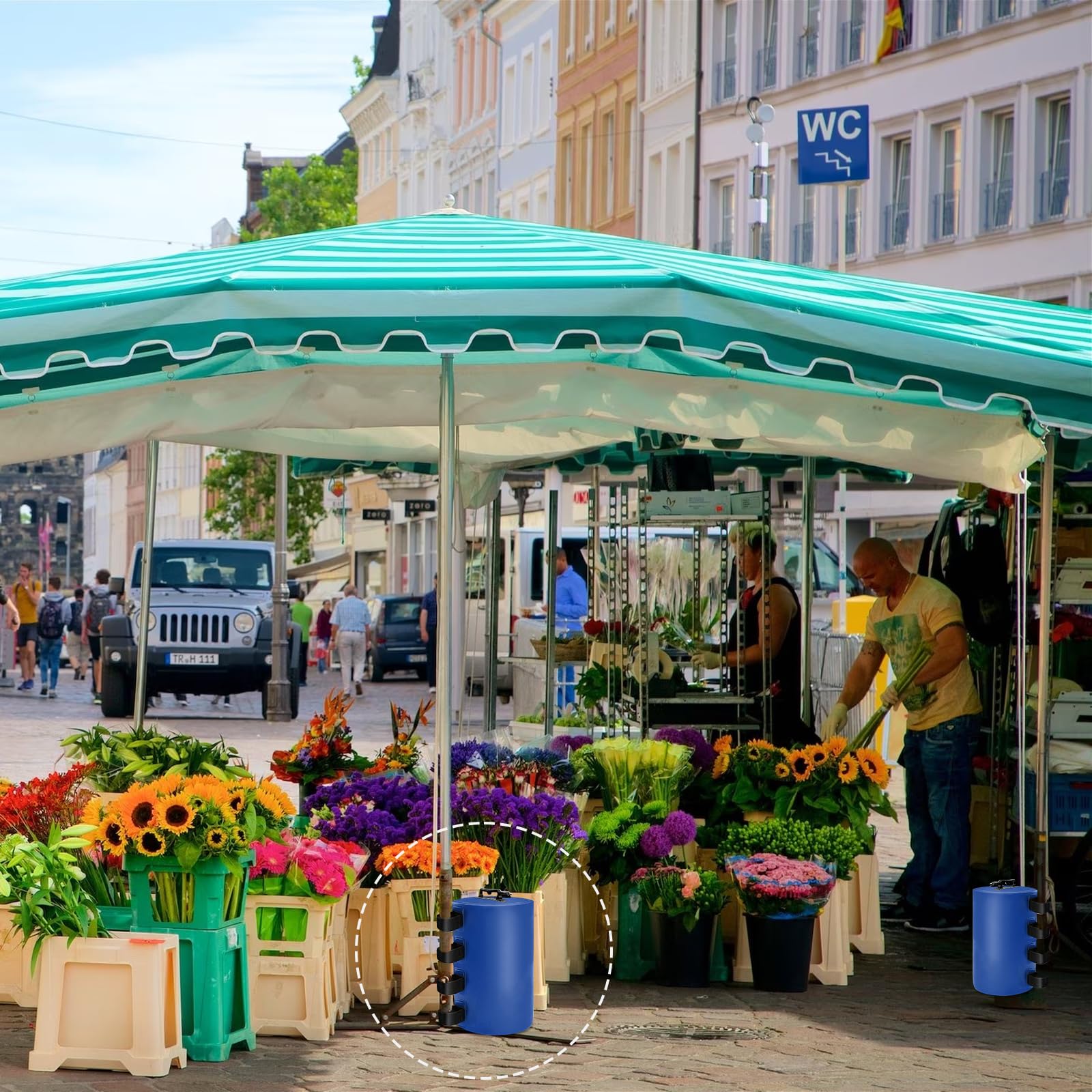 Pavillon 4er Set Standfuß Sandsäcke Pavillonstandfüße,Wiederverwendbar Faltpavillon Pavillon Gewichte Tasche,mit Wasser befüllbar,Gewichte für Pavillons Gartenzelte Festzelte,Blau