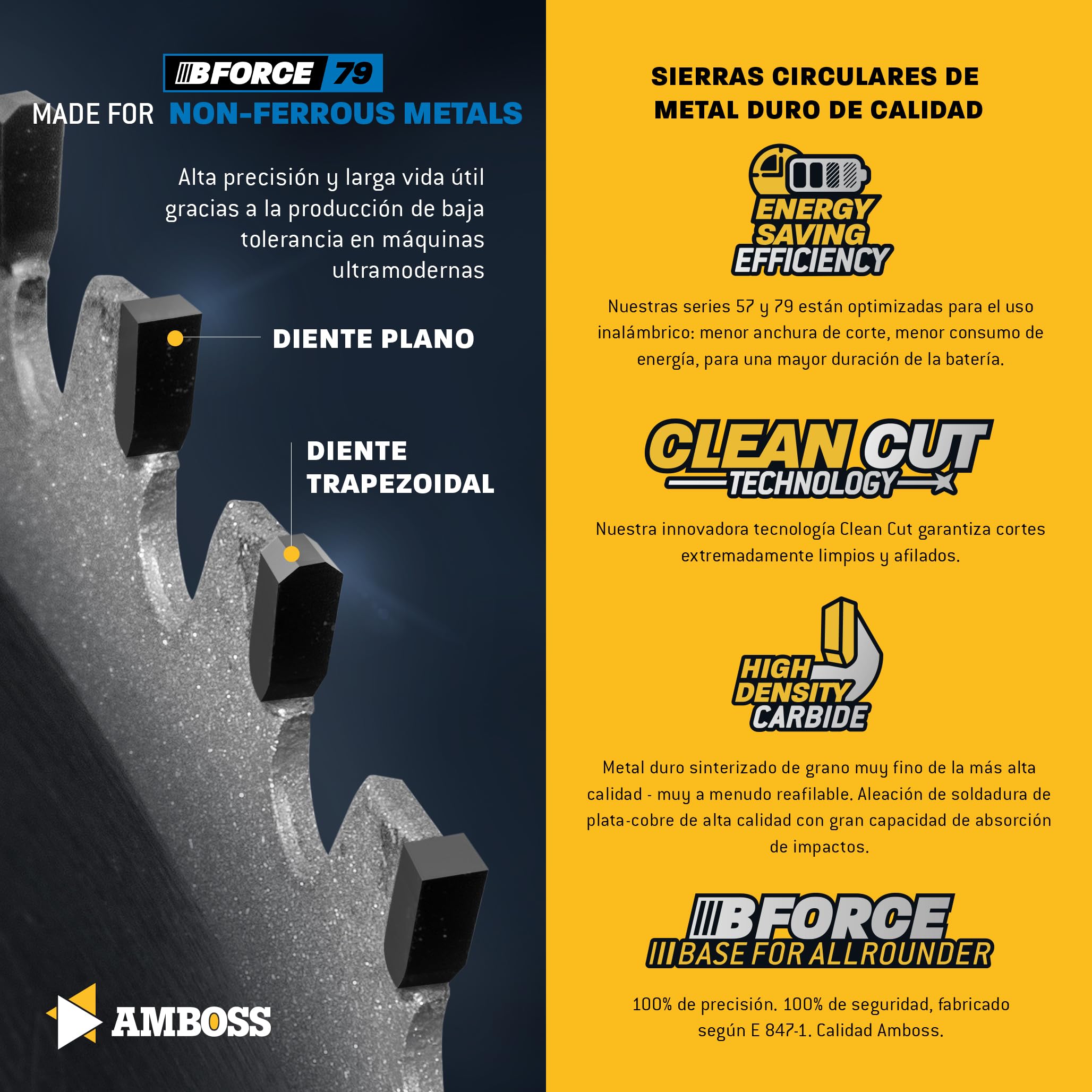 AMBOSS hoja de sierra circular 210 x 30 mm (aluminio) - hoja de sierra 210 con 60 dientes - hoja de sierra circular Ø 210 mm - compatible con Powerplus: POWX0550 Scheppach: PL75 Scheppach: HS80