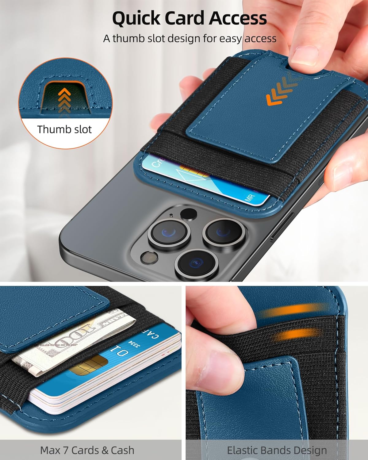 ExtreLife Upgraded for Magsafe Wallet, Strongest Magnetic Wallet for iPhone 17/16/15/14/13/12 Series, Magnetic Phone Card Holder, 2 Card Slots, Vegan Leather, Fit 7 Cards, Dark Blue Green - Image 4