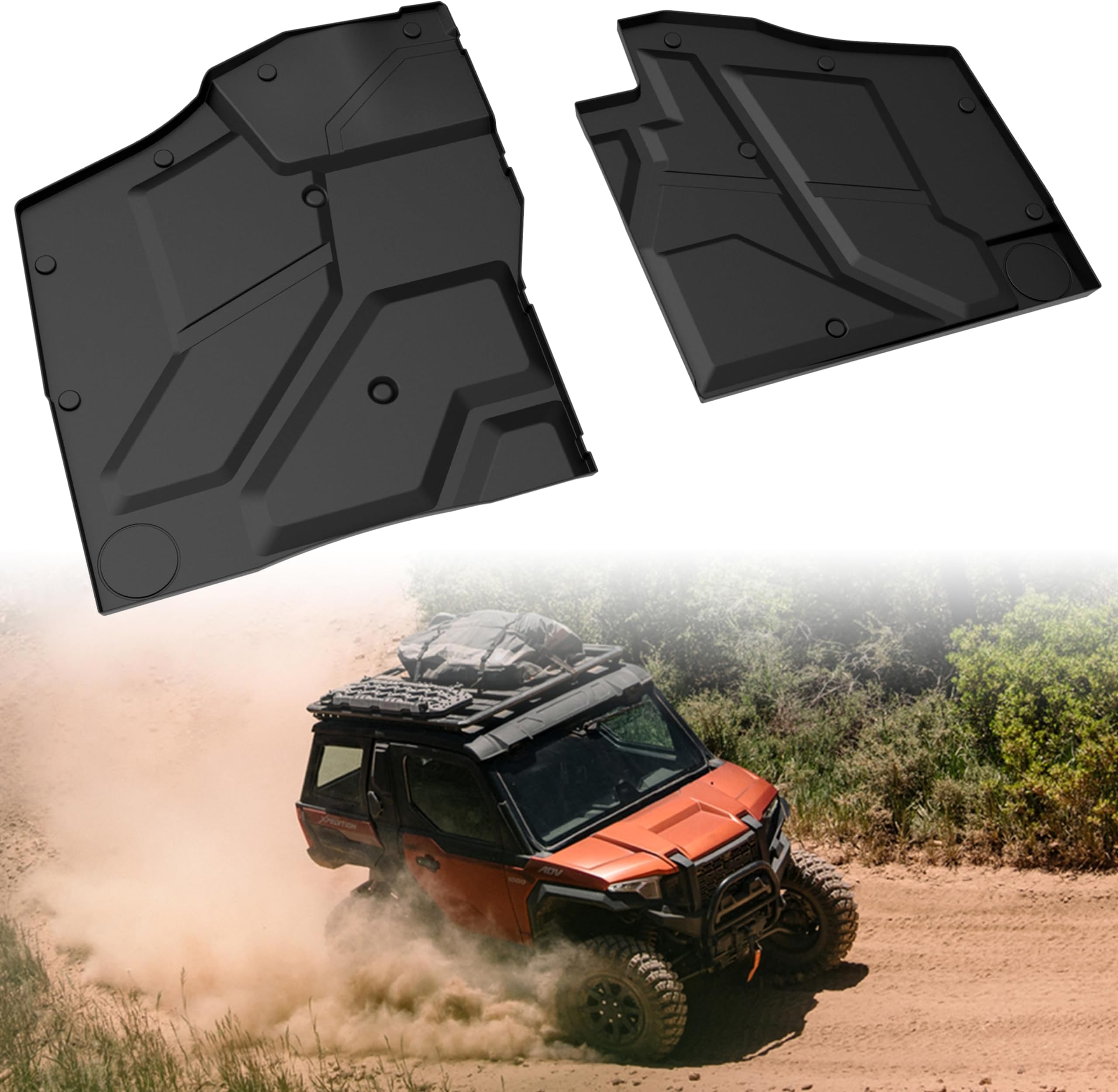 SAUTVSTPE Front Floor Mats for Polaris Xpedition XP/ADV 2024+, Front Row Floor Liners All Weather Protection Slush Mats Floor Mats for Polaris Xpedition XP XP5/ ADV ADV5 2024+ Accessories (2PCS)