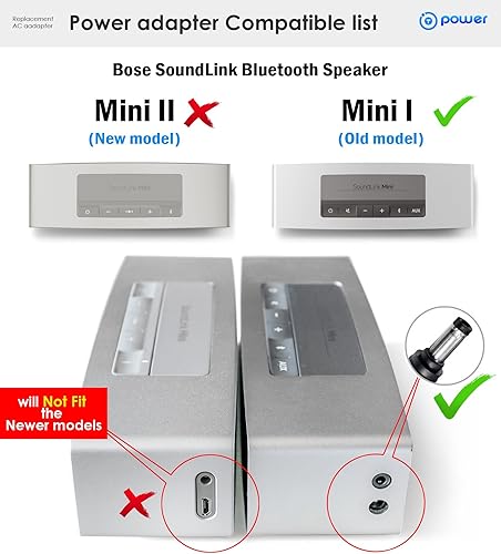 Miniatura 6 de T POWER Cargador de 12 V para Bose Companion 2 Series II Altavoces de PC, Bose MediaMate Altavoces Bose SoundLink Mini Altavoz Bluetooth Adaptador