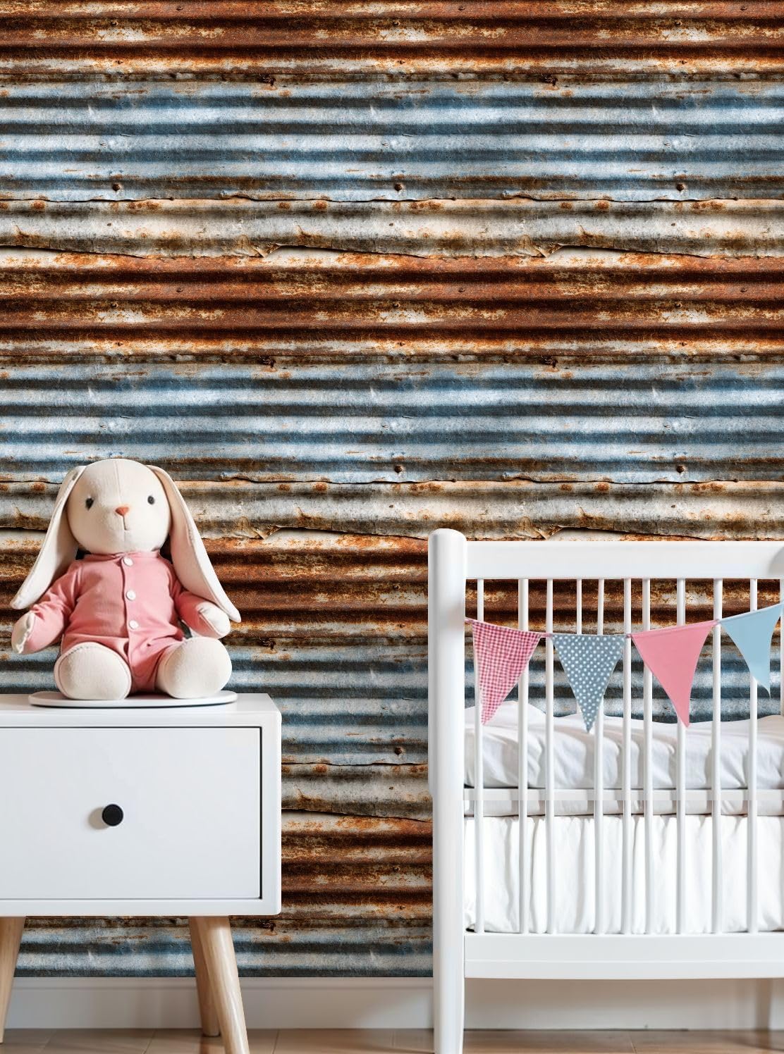 Peel and Stick Wallpaper Old Texture Rusty Galvanized Metal Panel Surface Corrosion Rust Removable Renter Friendly Wall Paper Self-Adhesive Contact Paper for Bedroom Bathroom Decor 17.7in x 9.8ft