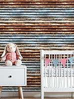 Vista 3 de Peel and Stick Wallpaper Old Texture Rusty Galvanized Metal Panel Surface Corrosion Rust Removable Renter Friendly Wall Paper Self-Adhesive Contact