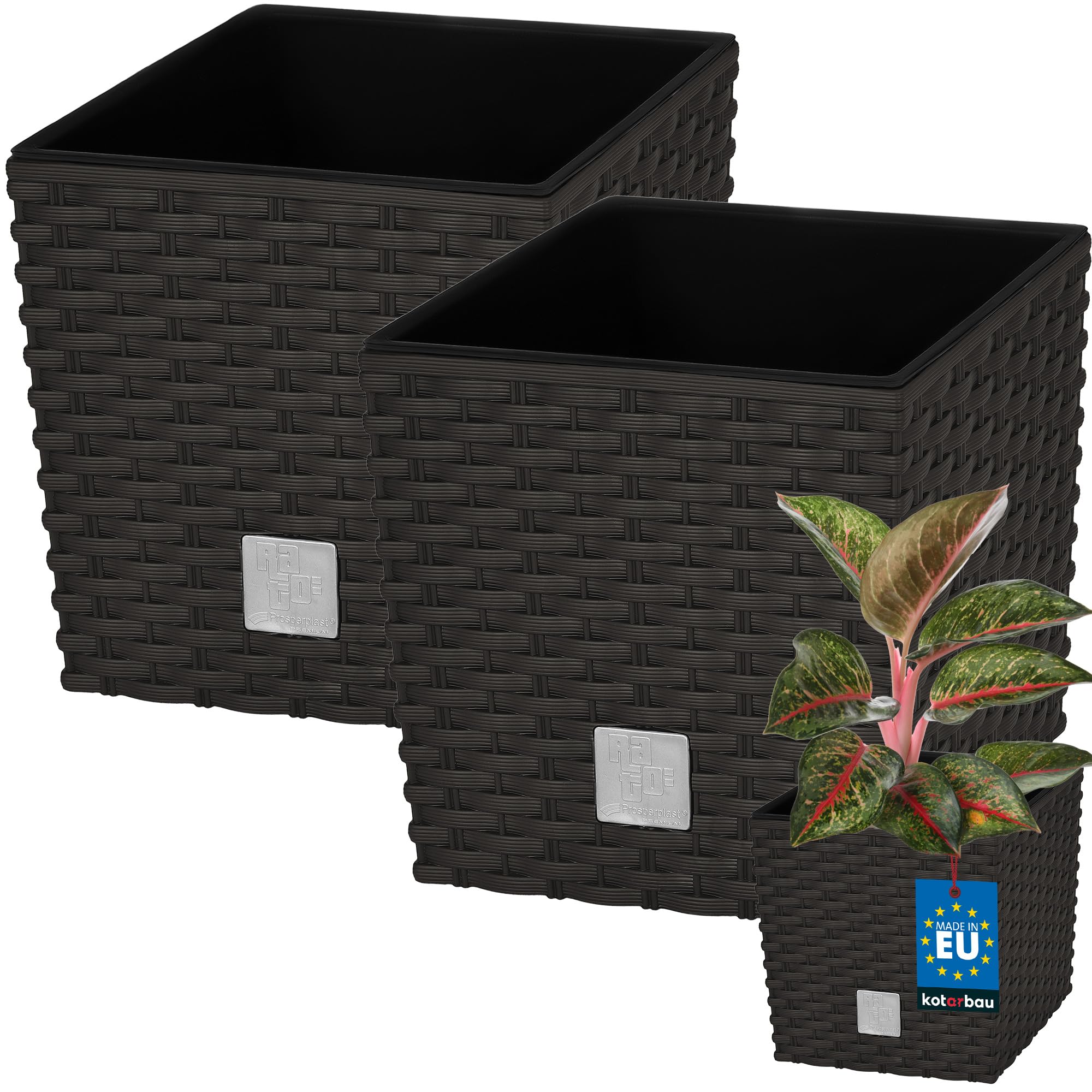 KOTARBAU® Macetero con Maceta Interior, 260 mm, Ratan sintético, Antracita - Gris Oscuro, Maceta Rato con patrón de Trenzado Que imita el Mimbre, Maceta Interior separada, extraíble, Cesta — view 31
