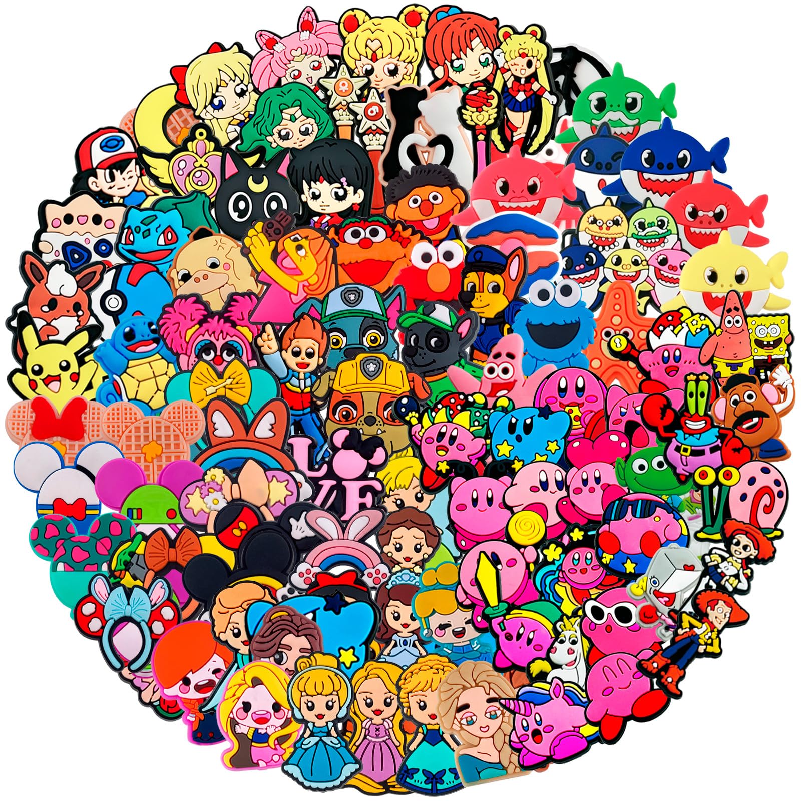 Liucomue30,50,100 Pack Randow Cute Cartoon Anime Shoe Charms Bulk Pins for Crock Boy Girls, Girly Toddler Charms for Crock Kids,Decoration Accessories for Bracelet Wristband