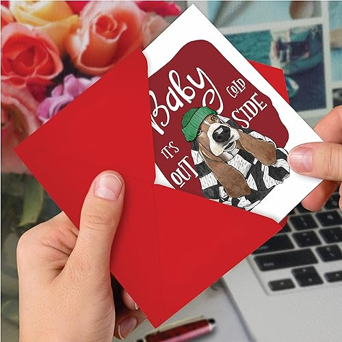 Miniatura 4 de NobleWorks Juego de 12 tarjetas de felicitación de Navidad a granel con sobres de 5 x 7 pulgadas (1 diseños, 12 de cada uno) Holiday Dog Antics -