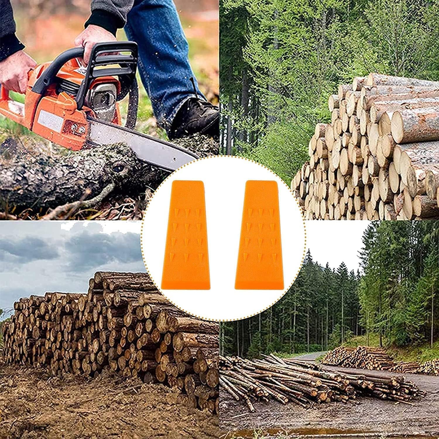 Tree Felling Wedges with Spikes for Safe Cutting-5.5'' Inches ABS Plastic Wood Splitting Tree Cutting Wedge, Logging Supplies Tools (2 Packs)