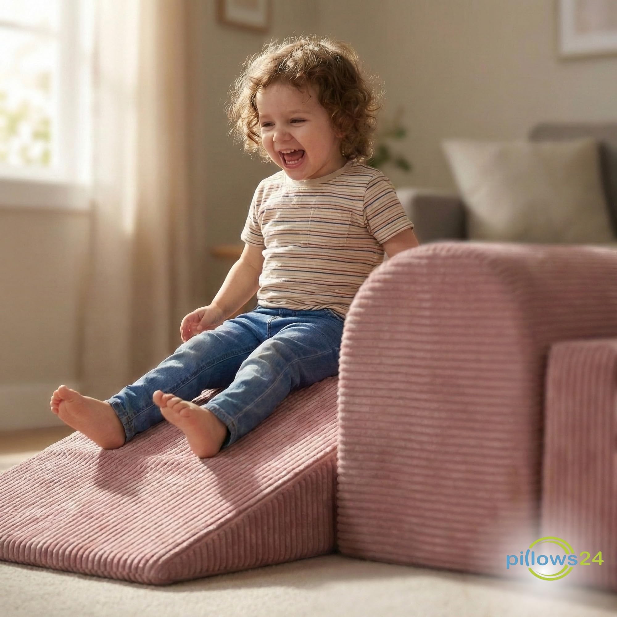 Schaumstoff Bausteine Kinder aus Cord | 4-teiliges Softbausteine Set zum Spielen & Klettern Baby | Schaumstoffbausteine XXL für Motorik & Bewegung | Dunkelgrau