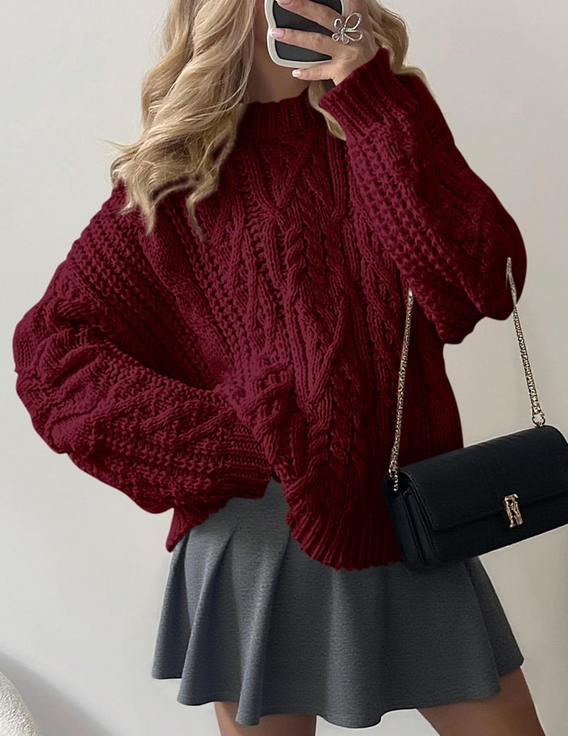 PRETTYGARDEN Women's Oversized Fall Sweaters 2026 Casual Long Sleeve Crewneck Chunky Cable Knit Pullover Tops Winter Clothes - Image 4