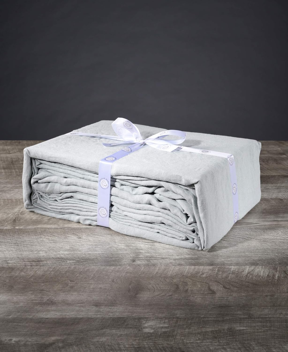 Delilah Home Sustainable Living 100% Organic Hemp Queen Bed Sheets Certified by GOTS and Vegan.org, Proudly Made in Portugal, 4 Piece Set, Gray