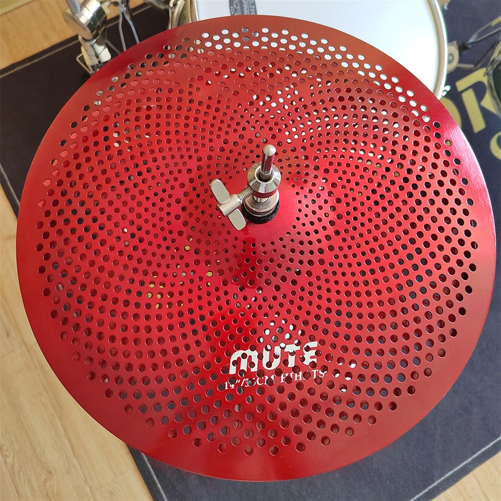 Cymbale Muette en Alliage 14 Pouces Cymbale Charleston Rouge pour Ensemble De Batterie Jazz Accessoires pour Instruments à Percussion