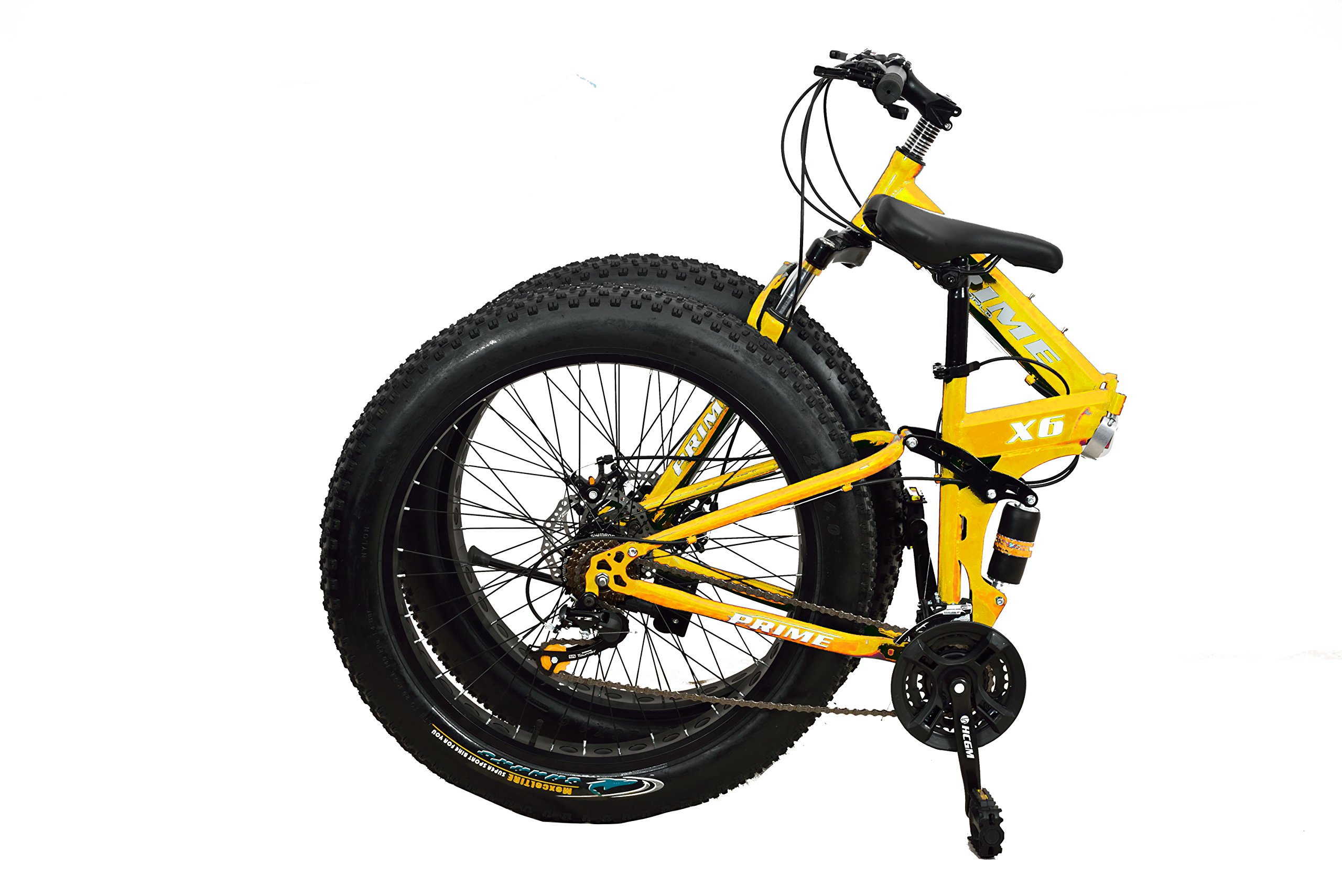 Fat+Foldable Sports X6 MTB Cycle for Teens and Adults with 26 x 4.0 inch Fat Tyre, Dual Disc Brakes, Dual Hydraulic Suspension, Dual Tone Colour Scheme & 21 Derailleurs (Gears)