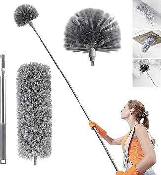 2-in-1 Extendable Long Feather Microfibre Duster&Cobweb Brush Set