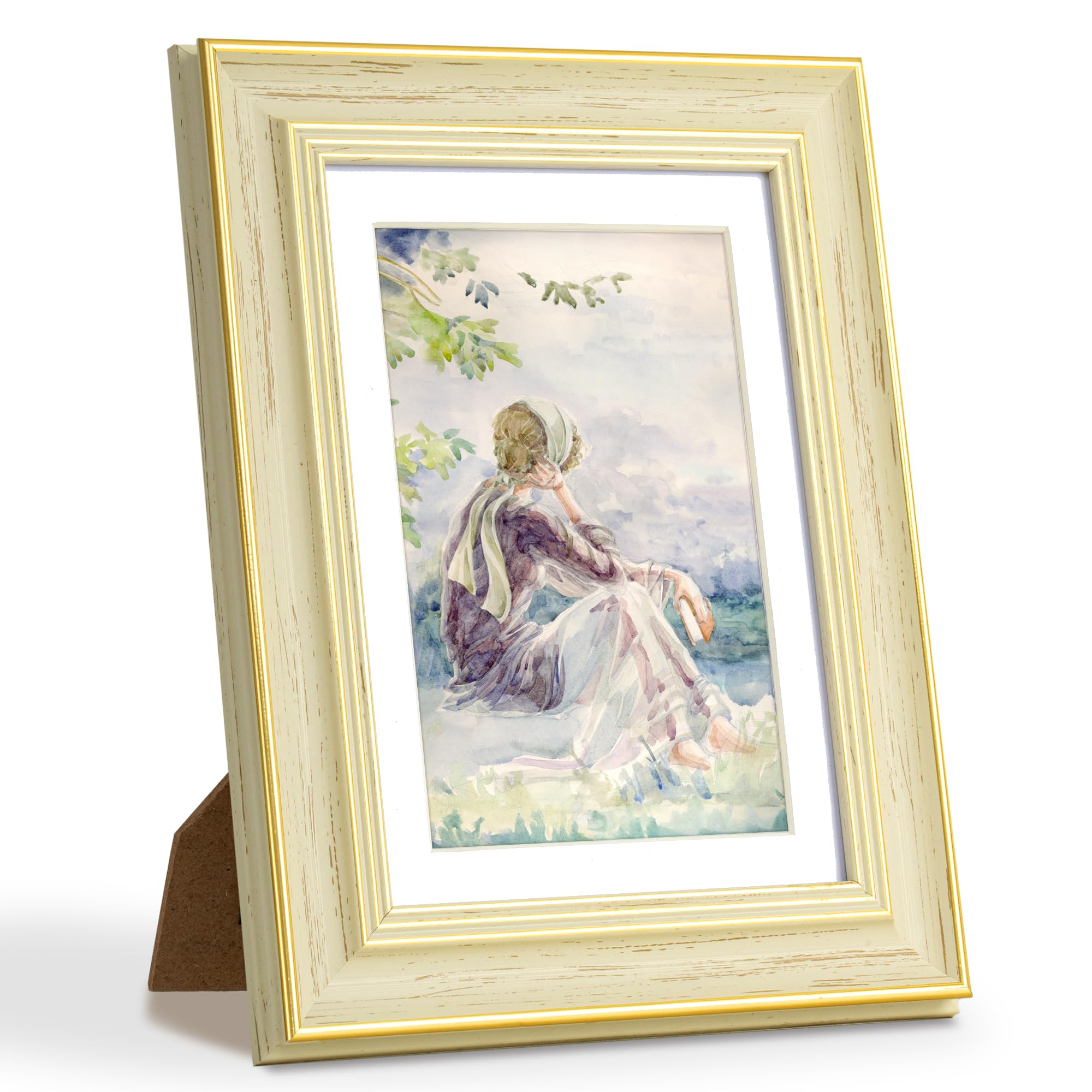 Axeman 5x7 Picture Frame Traditional Poster Frame Vintage Ornate Photo Frame Set of 1, Ivory