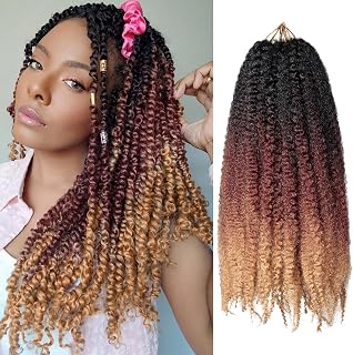 TUVOJALE Marley Twist Braiding Hair 14 inch Afro Kinky Curly Crochet Braids 8 Packs Cuban Twist Braids Synthetic Low Maintenance Skin-Friendly Marley Hair Extensions(1B/30/27,14 inch,Packs of 8)
