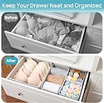 Vtopmart 12Pack Drawer Organizer for Clothes, Underwear Organizer Bins, Foldable Fabric Closet Storage Organization, Dresser Drawer Dividers for Baby Clothing, Bra, Socks, Ties, Scarf