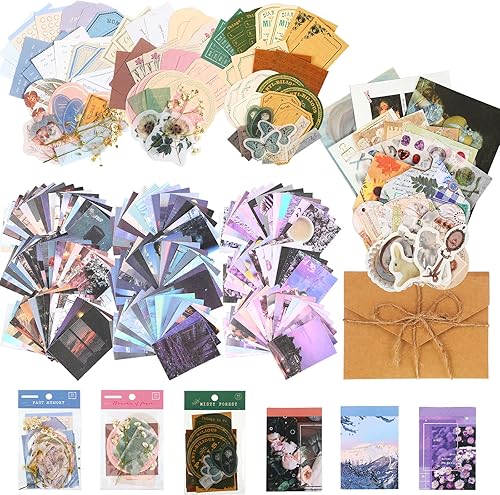 Containlol Kit de suministros de álbumes de recortes vintage de 270 piezas y calcomanías Washi para diario, álbumes de recortes, suministros de