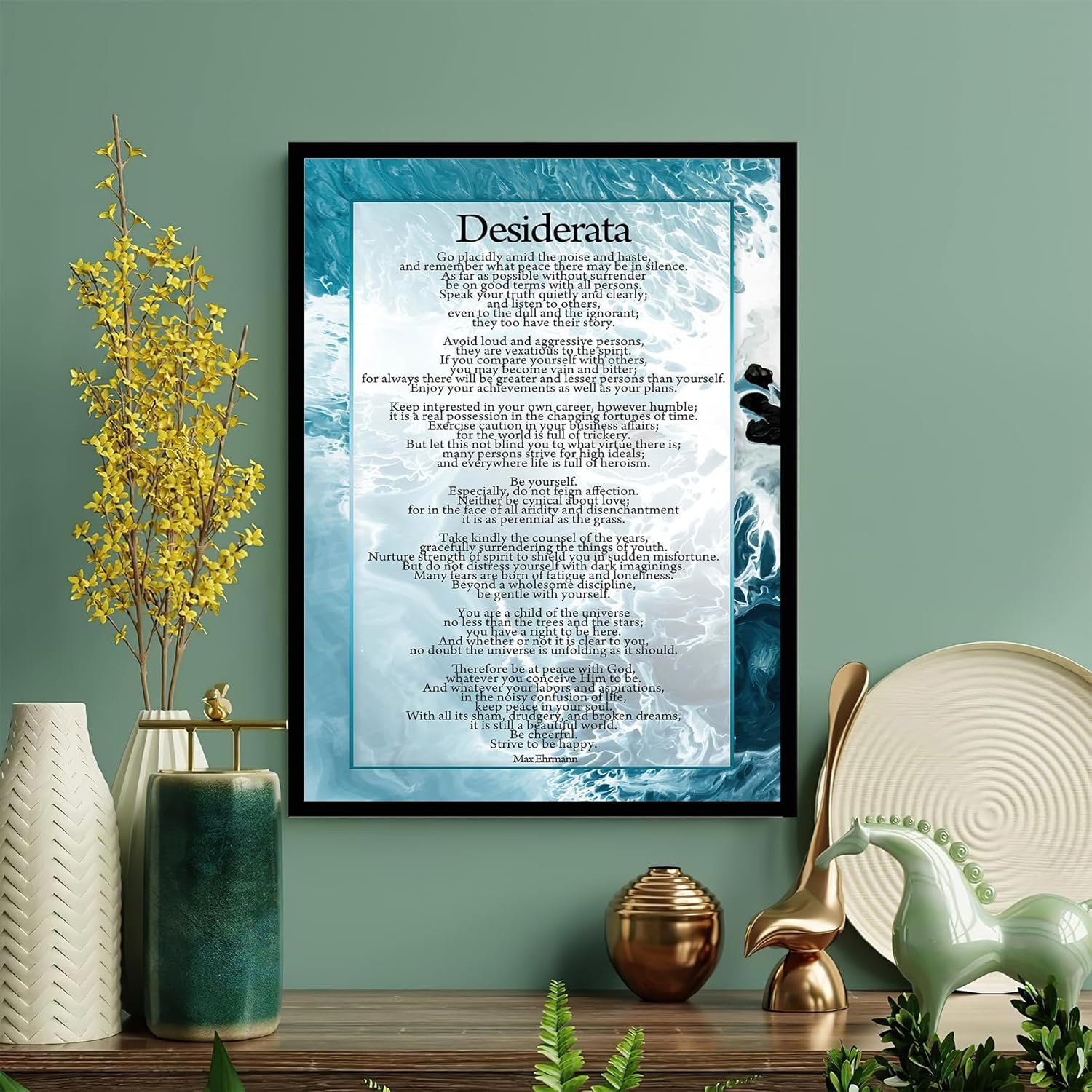 Desiderata Poem Inspirational Wall Art Posters Encouraging Quotes Wall Decor Canvas Prints Modern Vintage Painting Ready To Hang For Home Living Room Office Poetry Artwork 12"*18" Wood Frame - Image 2