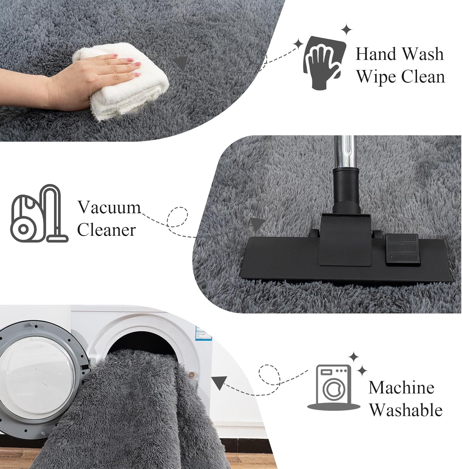 Large Area Rugs for Living Room Bedroom, 6x9 Feet Grey Fluffy Shag Rugs, Ultra Soft Shaggy Plush Fuzzy Modern Indoor Throw Floor Carpet for Kids Girls Dorm Nursery Home Decor Aesthetic
