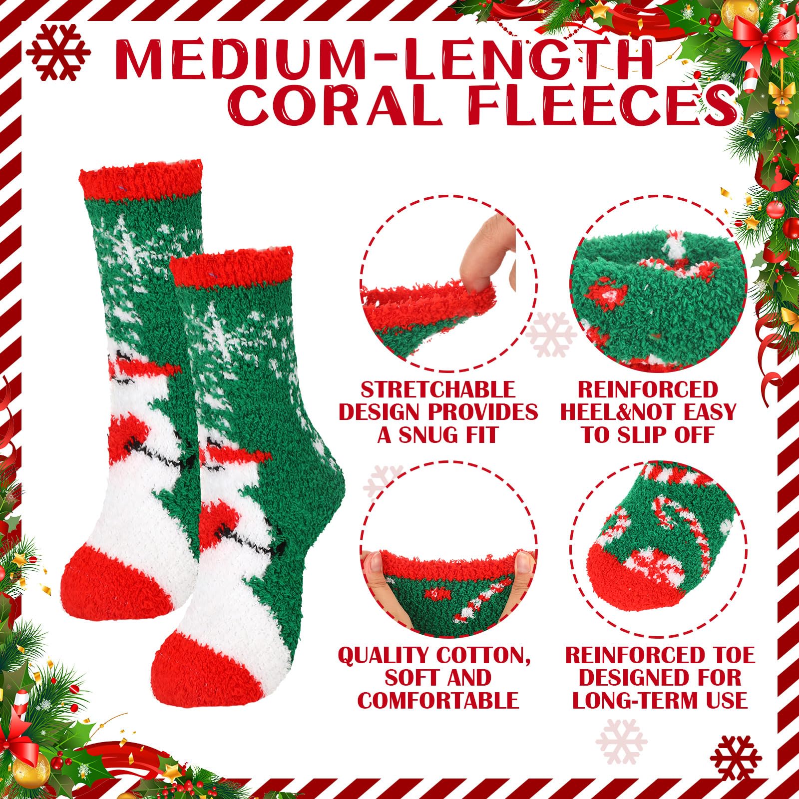 Jeyiour Lot de 36 chaussettes de Noël en coton tricoté pour femme - Cadeau de Noël amusant