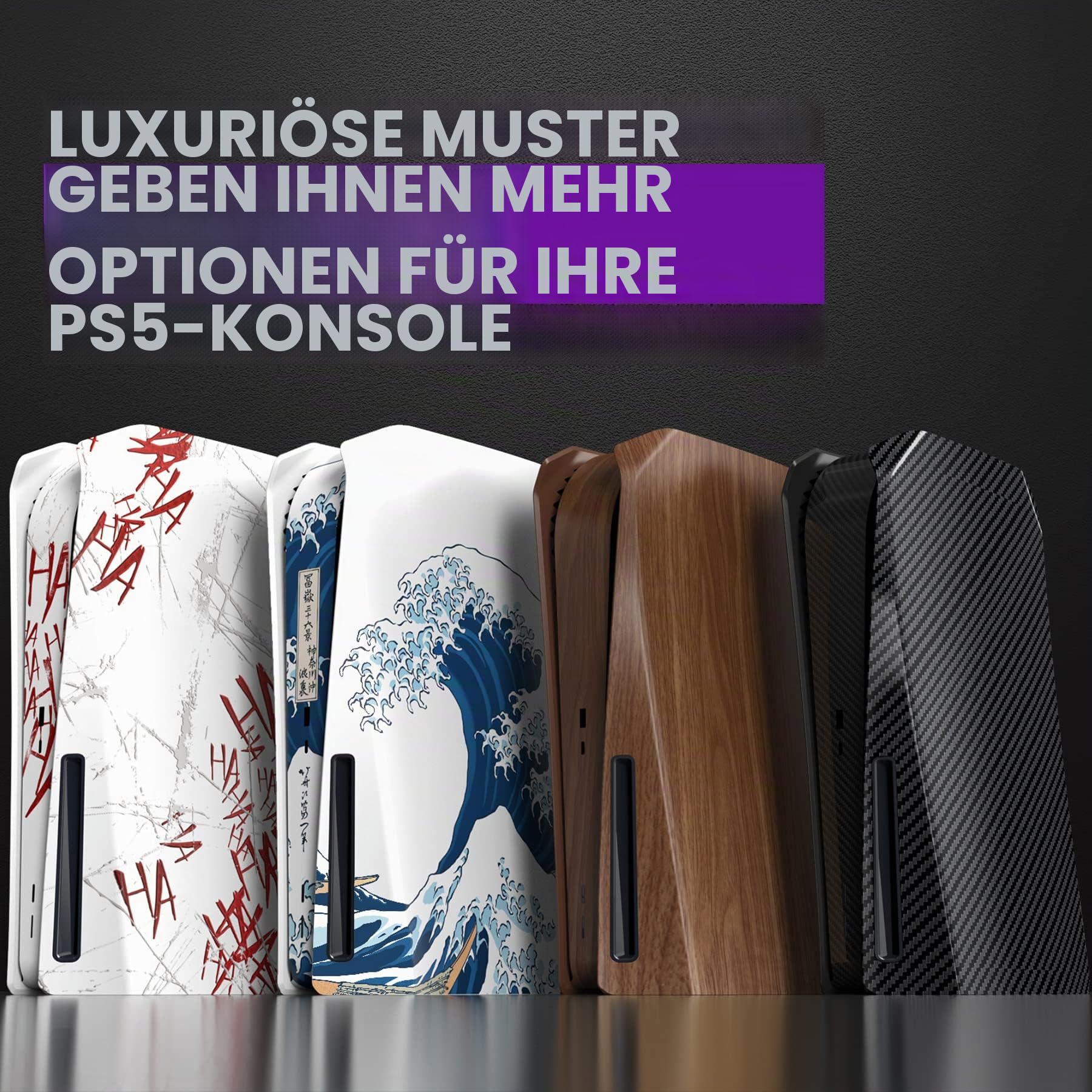 eXtremeRate Re-Design eXcover Shell für PS5 Konsole Disc Edition, Abdeckung Seitenplatten & Mittel Aufkleber Ersatzteile Holz Optik