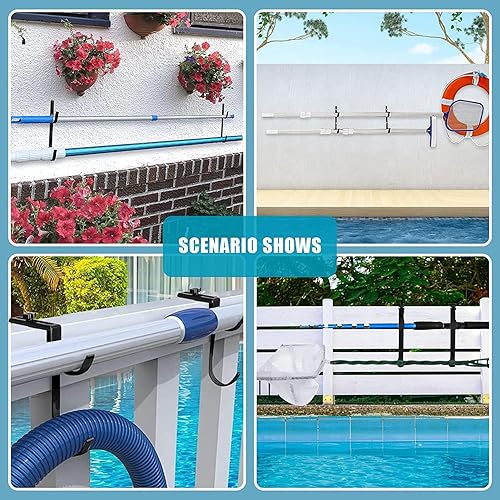 Miniatura 7 de 2 ganchos ajustables para postes de piscina, ganchos de metal para vallas, soporte de herramientas de piscina para postes telescópicos,