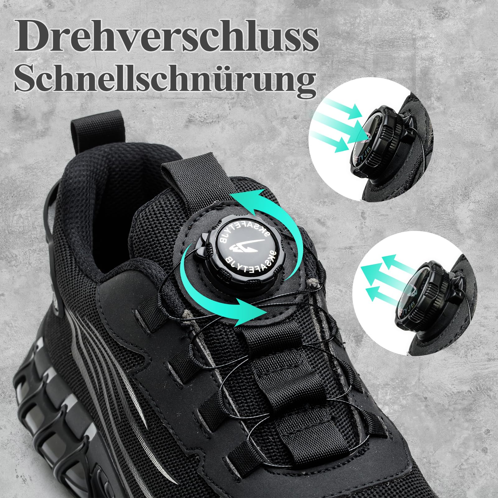 Arbeitsschuhe Sicherheitsschuhe Herren Damen Stahlkappen Anti-Smashing Leicht Sportlich Atmungsaktiv Selbsthemmend Schnellverschluss Mode Schutzschuhe 36-46 EU