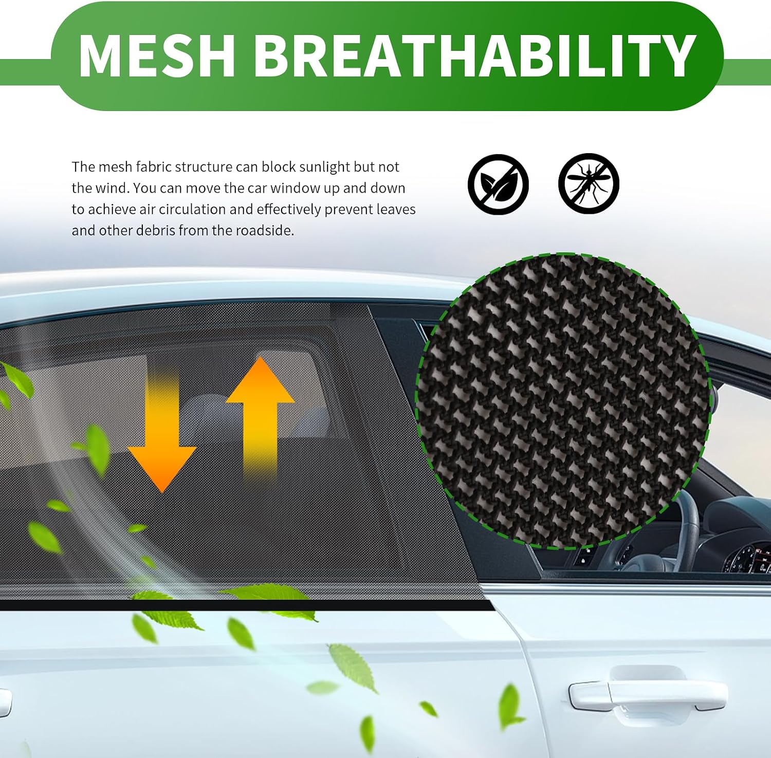 2PCS Mesh Car Window Shades,Stretchable Car Window Covers to Keep Cool