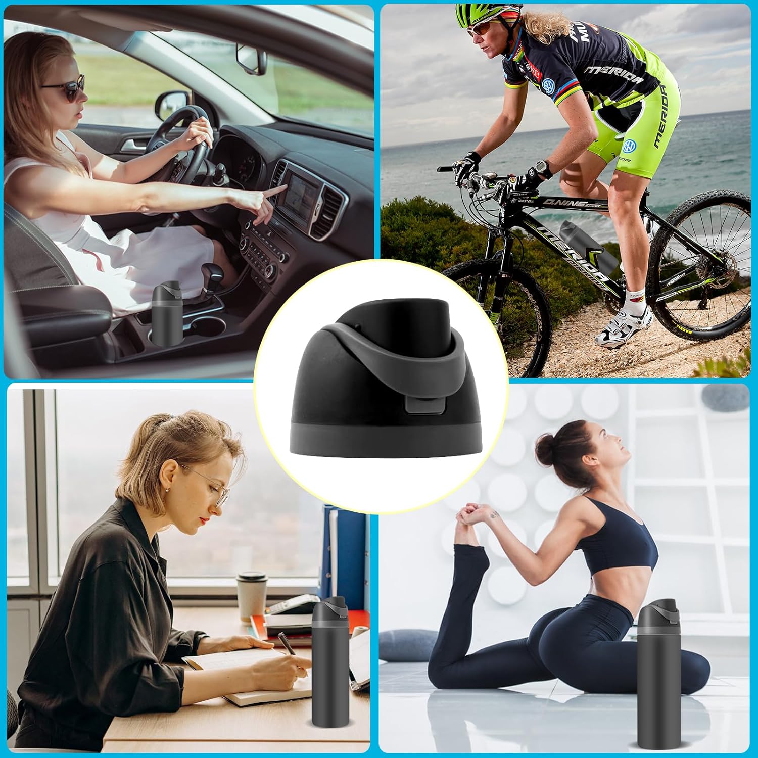 2 Pack Replacement Lid for Owala Freesip Water Bottle, Compatible with Owala Lid and Cap 16oz 24oz 32oz 40oz, Owala Cup with Straw Brush, Owala Accessories Leak-Proof,BPA-Free(Black) - Image 5