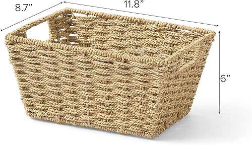 Miniatura 2 de Artera - Canastas de almacenamiento de mimbre medianas  Cesta tejida de hierba marina para organizar, contenedores de almacenamiento naturales