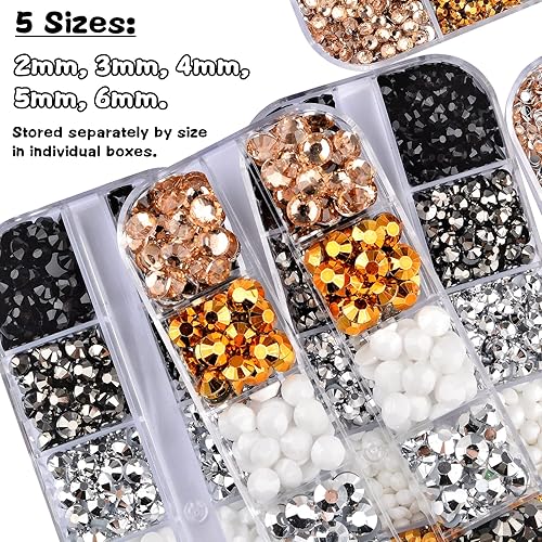 Miniatura 3 de Kit de 5 cajas de diamantes de imitación para arte de uñas, parte trasera plana 3D, gemas de cristal de gelatina, diseño de diamantes para