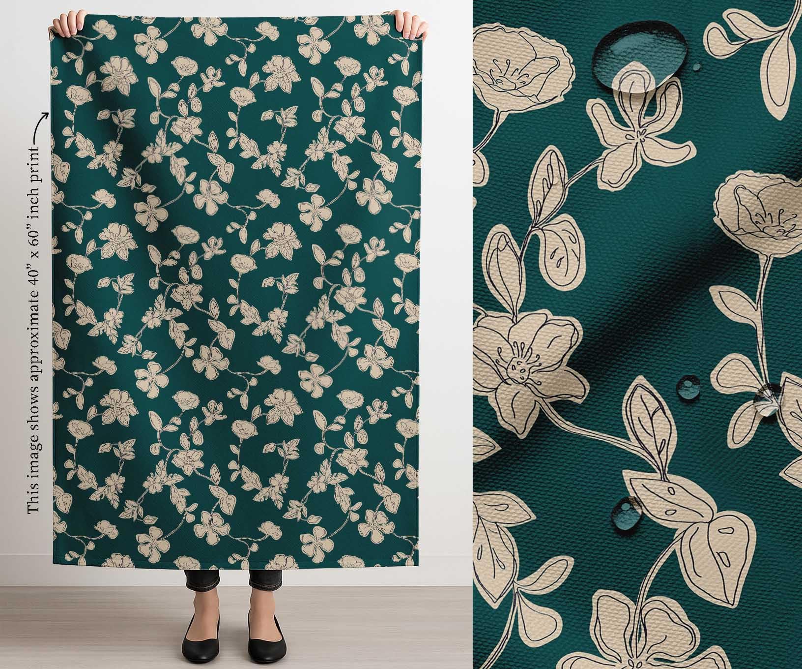 Soimoi Tela impermeable con estampado floral | Material para exteriores por 5 metros | Resistente al desgarro y a los rayos UV | Ideal para bolsos, ropa impermeable, fundas, cortinas y toldos - Verde