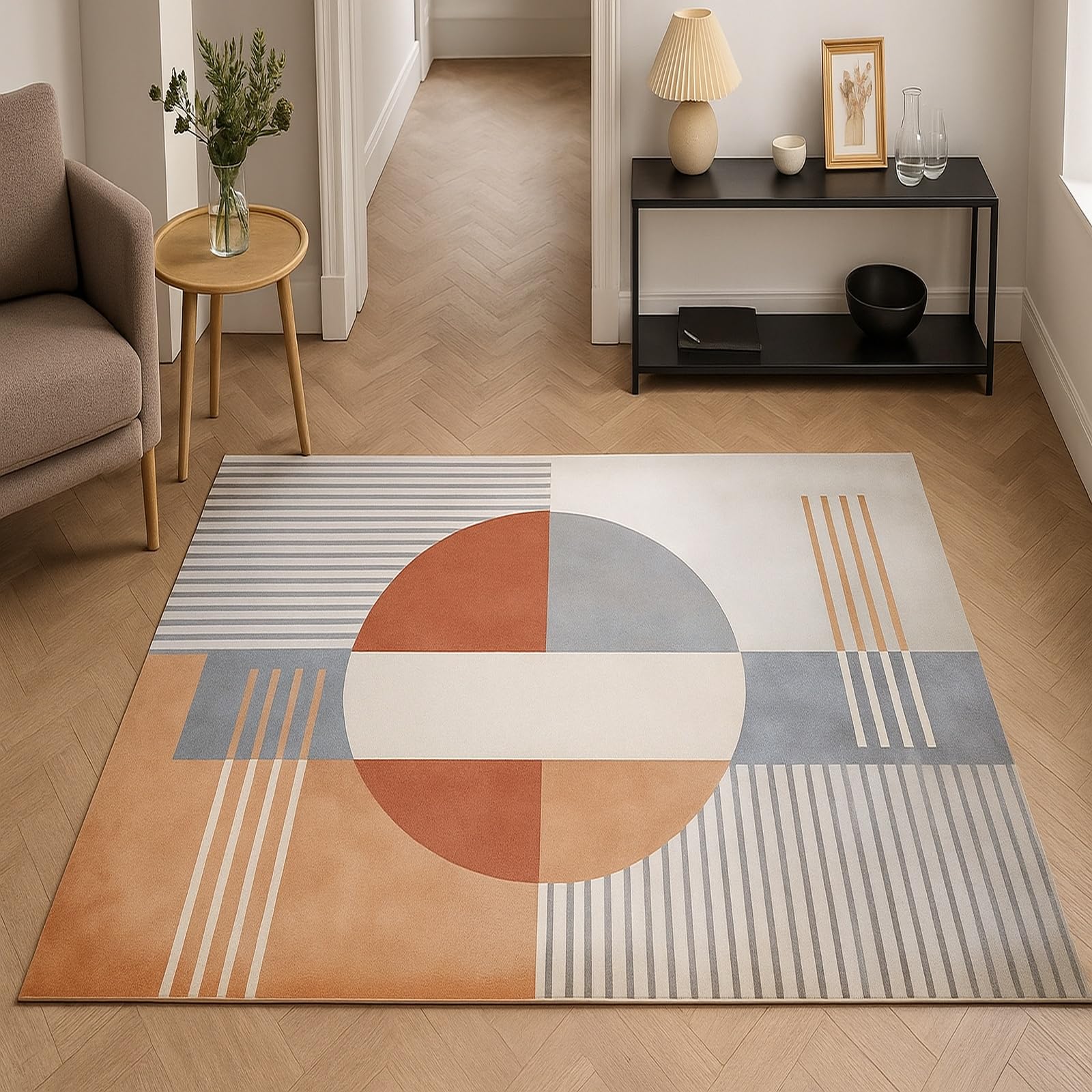 Tapis de décoration gris terracotta 70x120 cm pour salon et couloir