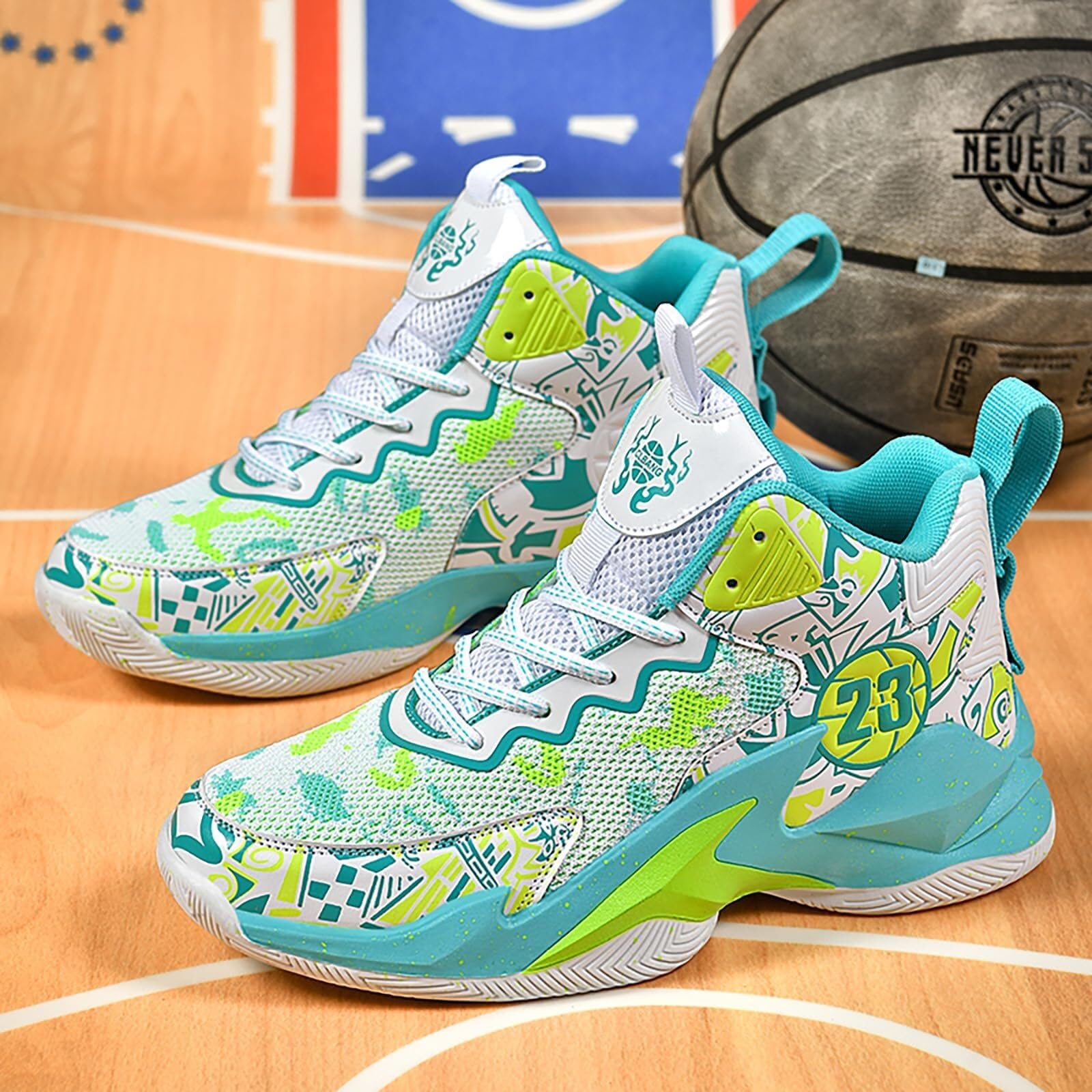 Scarpe Basket Unisex Alte, Traspiranti. Grip e Supporto per Sport