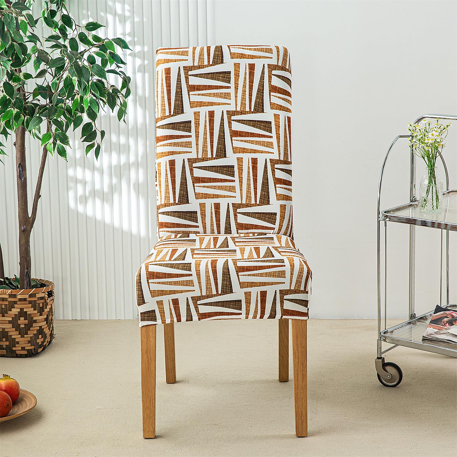 HZDHCLH Chair Covers Slipcovers 4/6 PCs Stretch Removable Washable Short Dining Chair Protector Cover Seat for Hotel,Dining Room,Ceremony (Cloth pattern,6 PCS) - Image 3