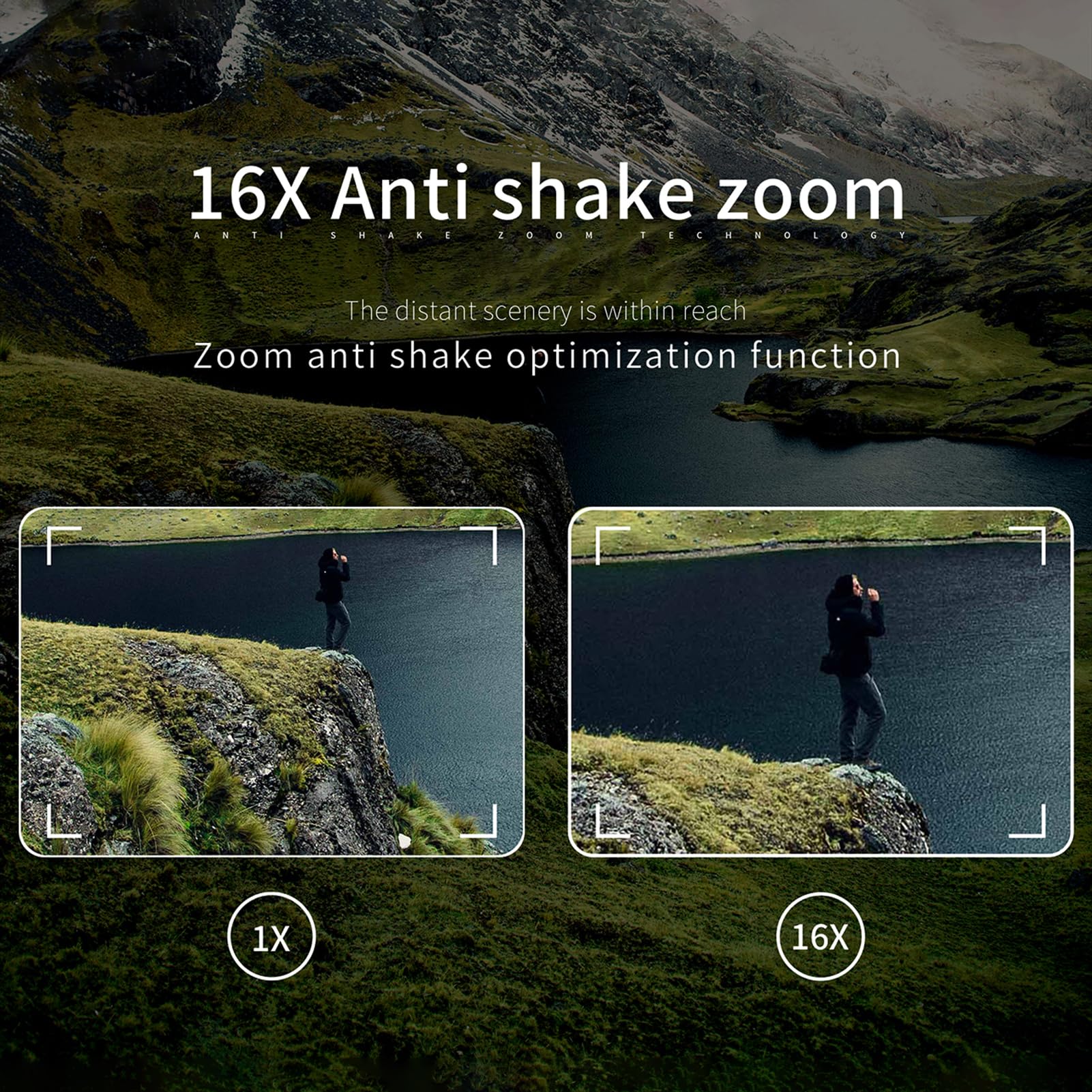 Appareil photo numérique 4K WiFi 64 MP double objectif vidéo avec vision nocturne 16X Anti-Secouement Microphone externe Support Batterie intégrée Écran IPS 3" pour anniversaires festivals