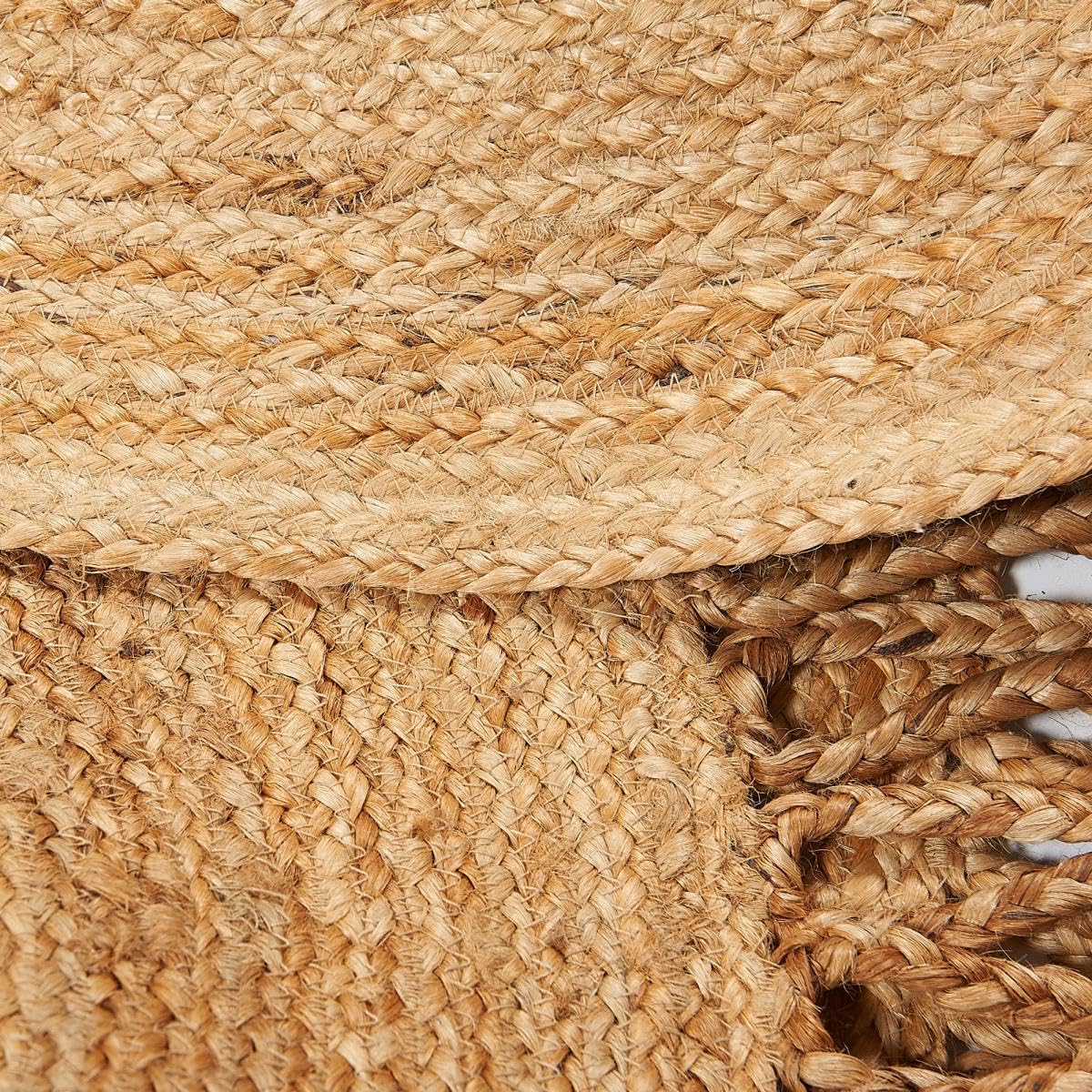 IMPALO Tapis Jute Salon, 160 X 230 Cm, Forme Ovale Élégante, Motif Rond Tressé, Beige, Tissé À La Main en Inde, Style Bohème, Kilim Authentique, 8232