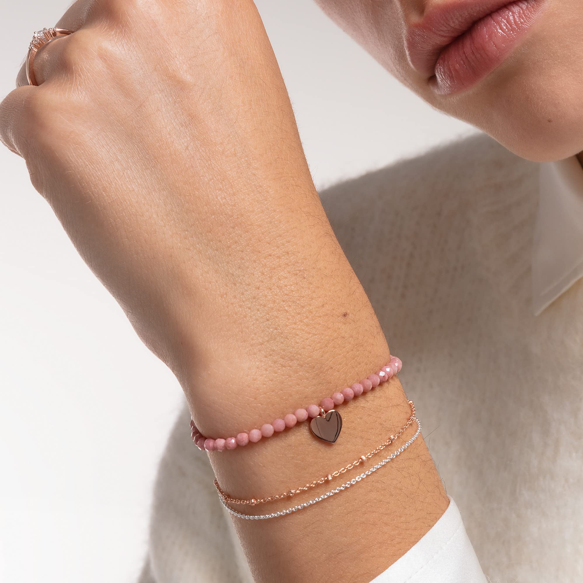 Thomas Sabo Armband rosa Perlen mit Herz 925 Sterling Silber A1985