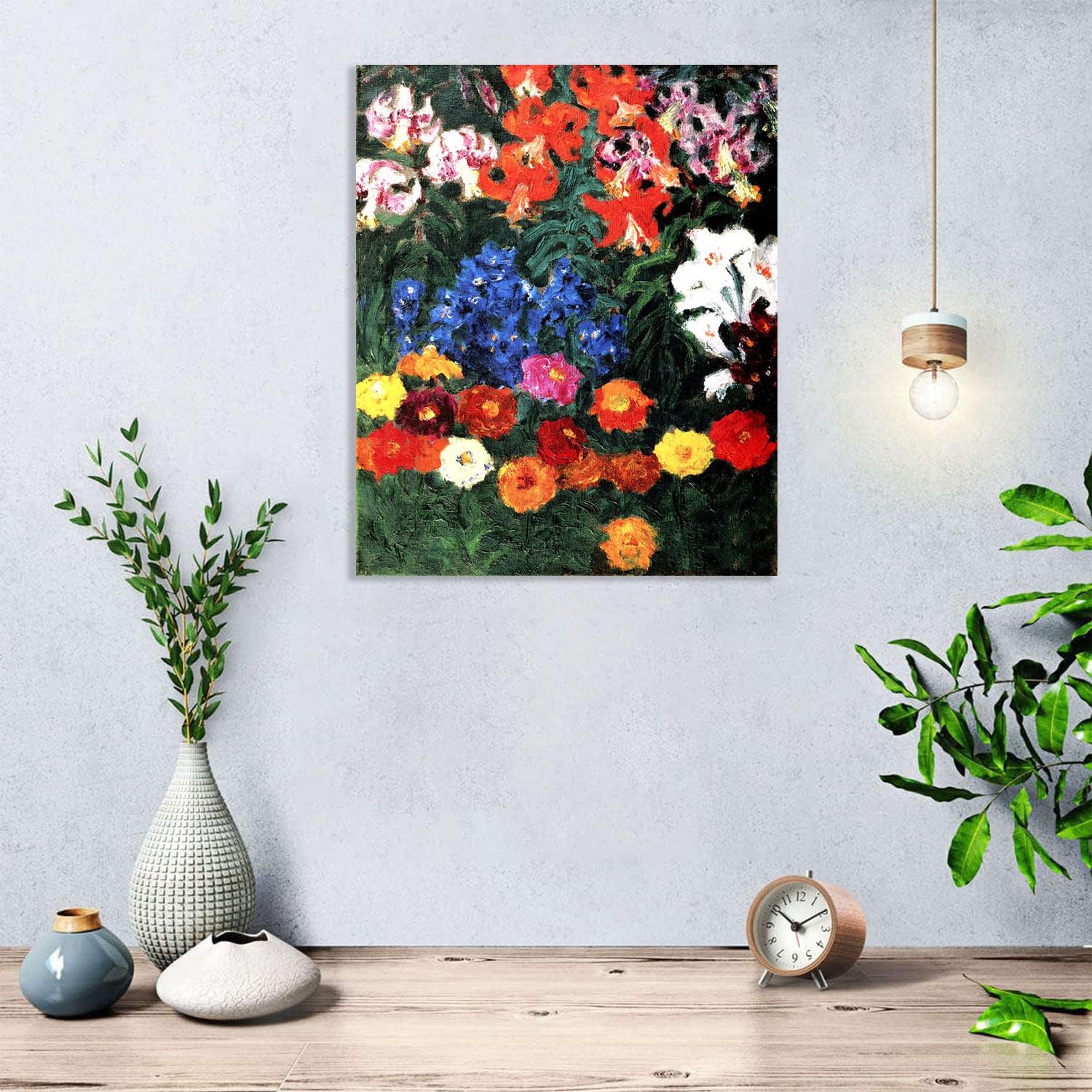 Zinnien und Lilien Poster & kunstdrucke emil nolde Blumen Leinwanddruck Expressionismus Kunst große Wandbilder bilder für wohnzimmer Schlafzimmer 40x30cm Frame